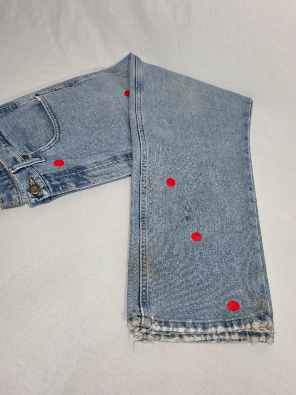 Vintage WRANGLER "Rugged" Natural Fraying/Distressing TRASH Blue Jean Men 36x30. - Picture 9 of 17